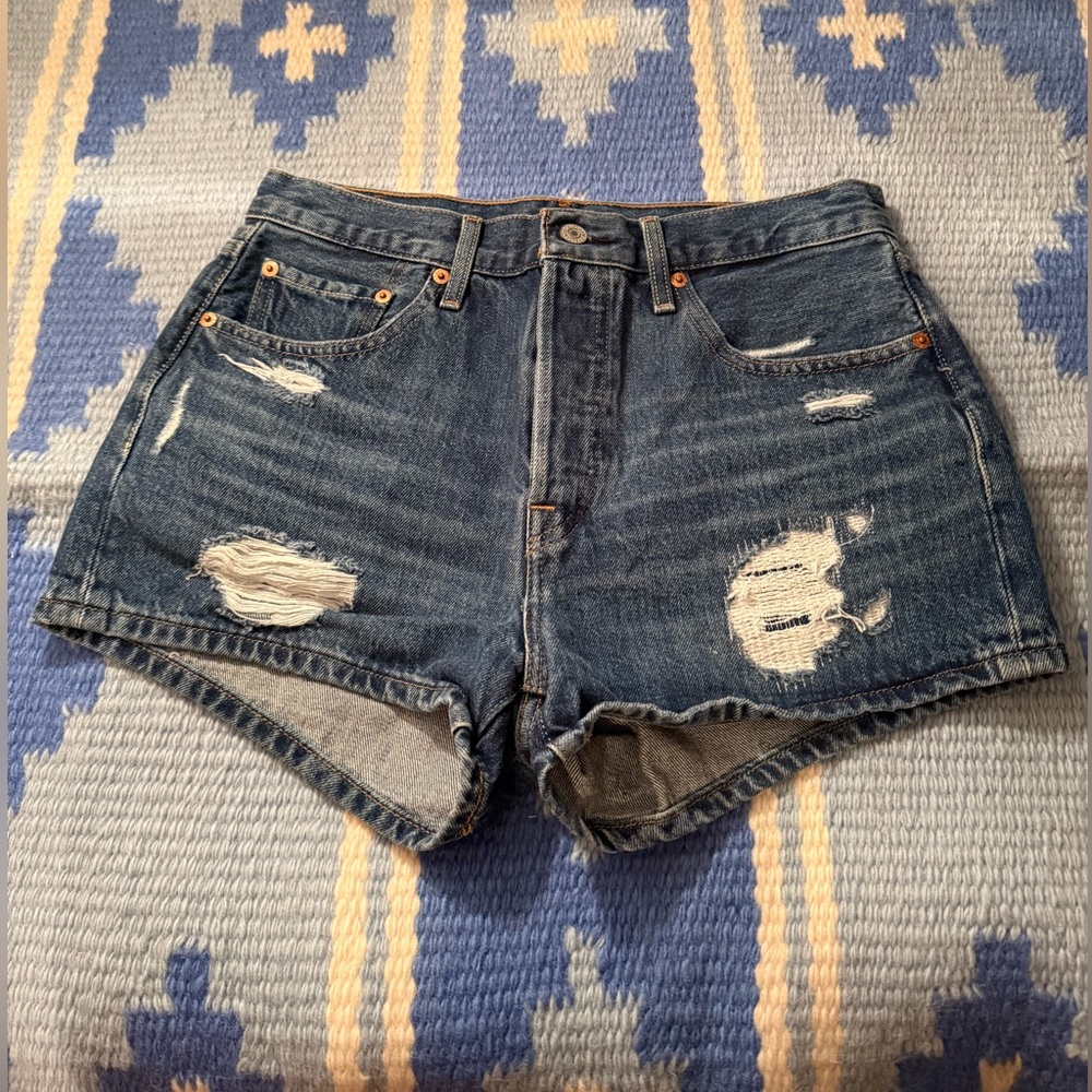 Levi's High Rise Distressed Jean Shorts